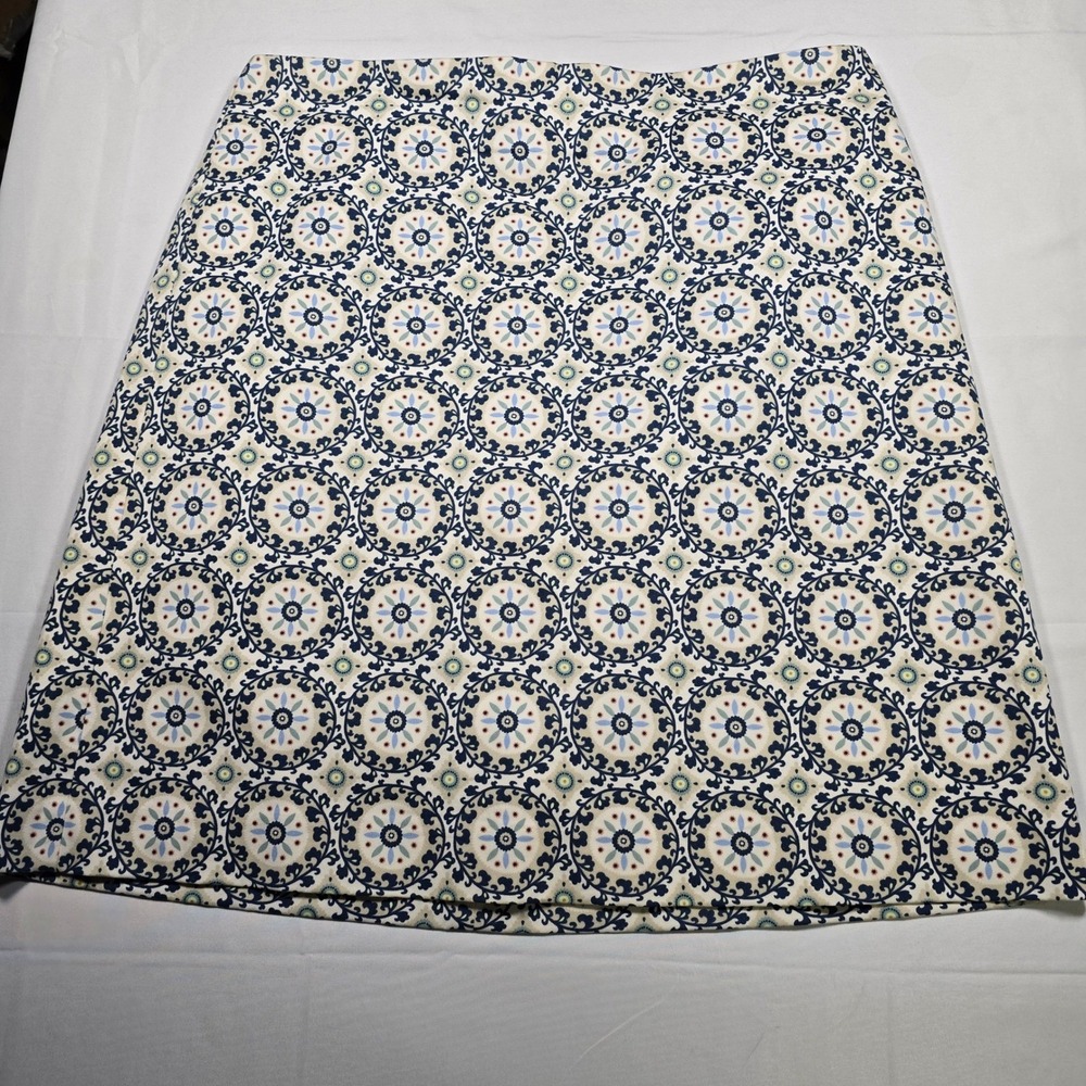 Ann Taylor Skirt Womens 8 Blue‎ Cream Medallion Tile Print A-Line